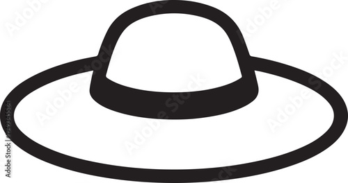 Hand Drawn Woman Hat Black and White Illustration in Minimal Line Art Style Design