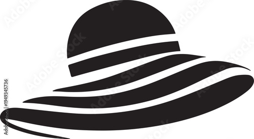 Hand Drawn Woman Hat Black and White Illustration in Minimal Line Art Style Design