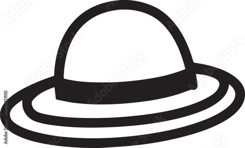Hand Drawn Woman Hat Black and White Illustration in Minimal Line Art Style Design