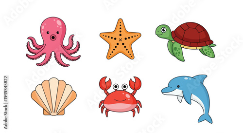 Cartoon ocean creatures illustration
