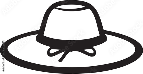 Hand Drawn Woman Hat Black and White Illustration in Minimal Line Art Style Design