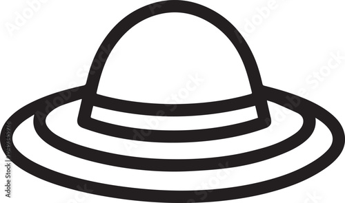 Hand Drawn Woman Hat Black and White Illustration in Minimal Line Art Style Design