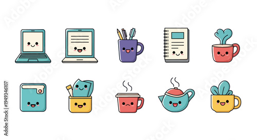 Cartoon office supplies collection