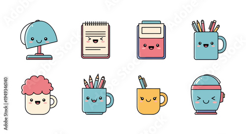 Cartoon office supplies collection