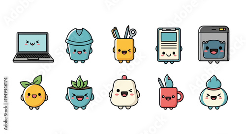 Cartoon office supplies collection