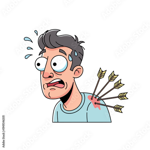 Man Shot with Arrows, Painful Injury and Stress