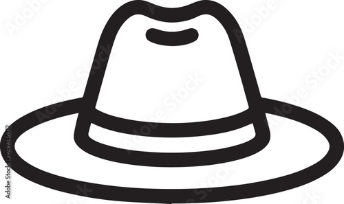 Hand Drawn Woman Hat Black and White Illustration in Minimal Line Art Style Design