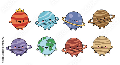 Cartoon planets illustration