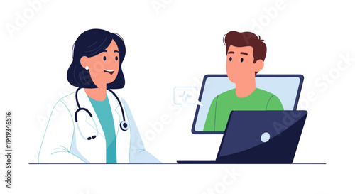 Virtual Doctor Consultation. Telemedicine for Remote Healthcare. Online Medical Advice, Digital Patient Support.