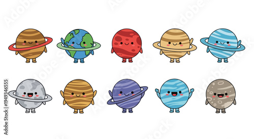 Cartoon planets illustration
