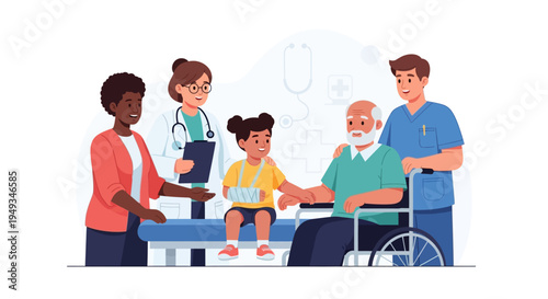 Diverse Healthcare Team Providing Intergenerational Patient Care