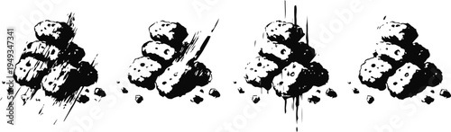 Stacked black stones with bamboo and water drops on reflective surface for spa and relaxation wellness