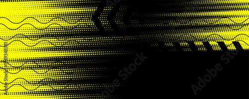 yellow black brush wrap car sticker pattern abstract banner sporty lines black yellow color combination grunge brush modern pattern racing motorsport vector design.