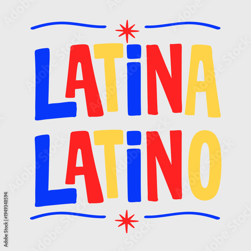 Lettering Latina Latino Colorido Tipografia Hand-Drawn Latino America em Vetor