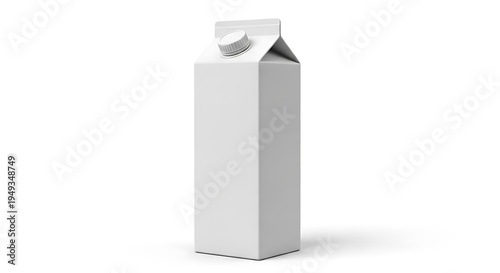 A blank white cardboard milk carton mockup with a screw cap isolated on a clean white background