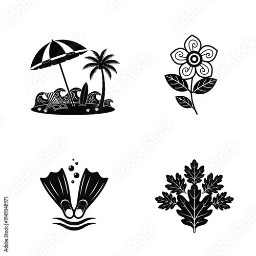 Beach umbrella fins flower plant