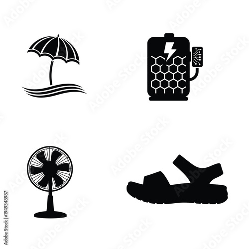 Umbrella battery fan sandal waves