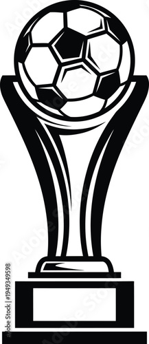 Soccer trophy award isolated on transparent background football victory tropy