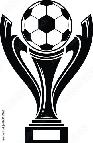 Soccer trophy award isolated on transparent background football victory tropy symbol