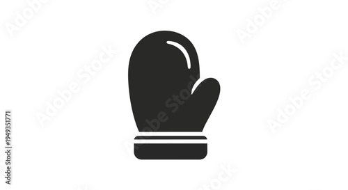 Black Oven Mitt Icon with a Distinct Thumb Section and Protective Cuff for Kitchen Tasks