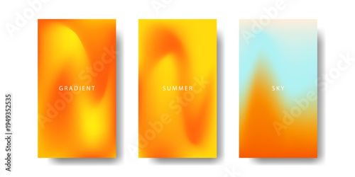 Abstract background set gradient orange and sky color summer theme suitable for celebration events, promotions, advertisements, posters, banners,