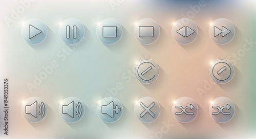 Collection of modern digital interface icons for media playback control.