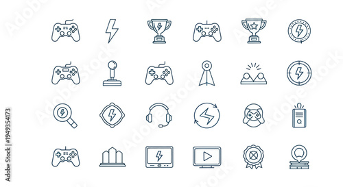 Gaming icons vector set of game elements