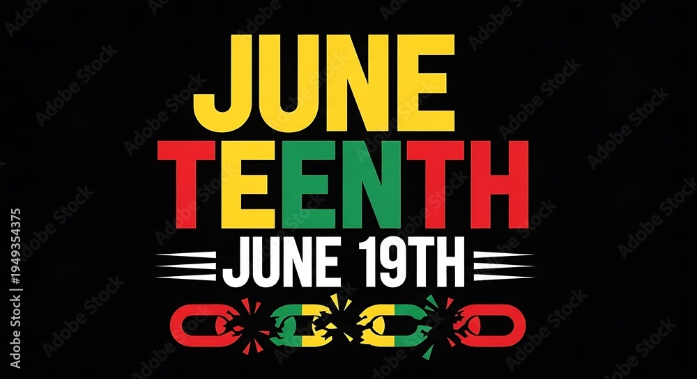 Obraz premium Juneteenth celebration graphic with colorful text