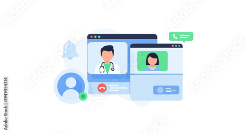 Doctor-Patient Telehealth Video Call for Online Medical Consultation