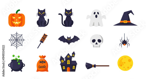 Halloween symbols and icons set