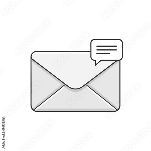 Email message icon with speech bubble, communication concept, flat design