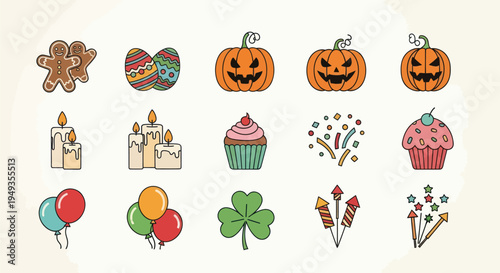 Holiday symbols and decorative elements