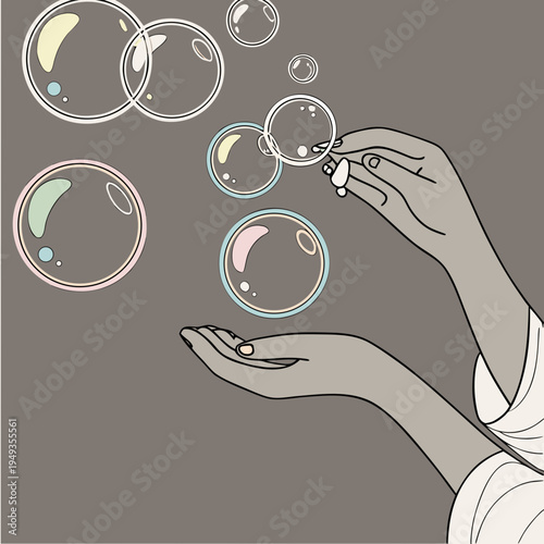 Soap bubbles on hands close-up 1