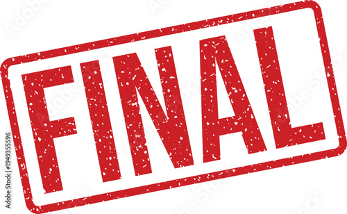 A bold red final rubber stamp on a clean white surface indicates completion