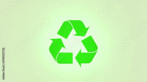Recycling symbol on green background.