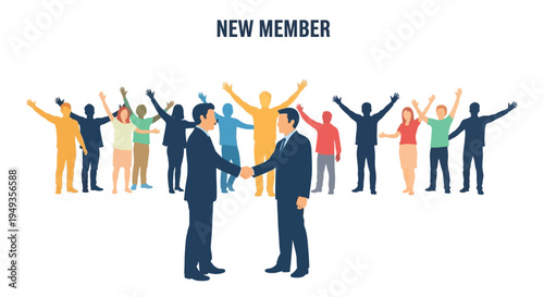 Celebrating a new team member with a handshake and welcoming group