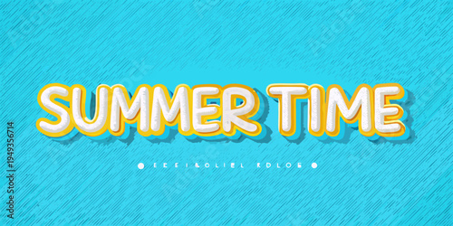 Bright summer time typography with a playful textured blue background