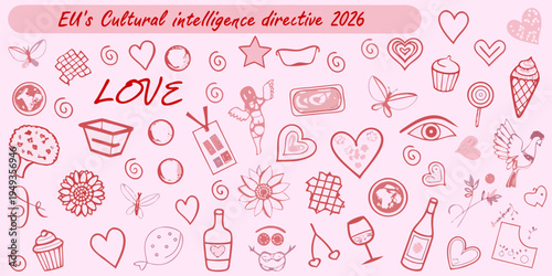 Eu s cultural intelligence directive illustrated with doodles and love themes