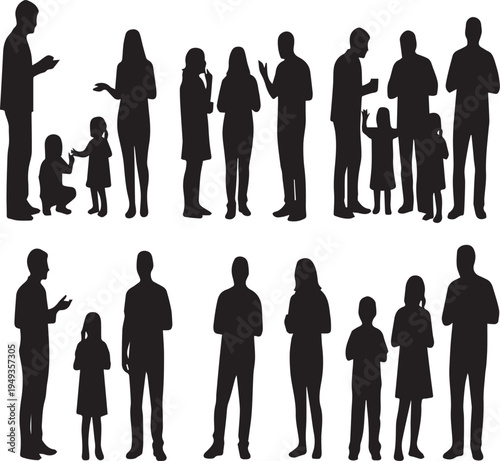 Neighbors Block Party Community Gathering Silhouettes Vector