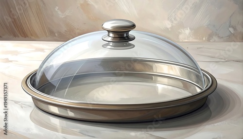 Glass lidded dish on marble