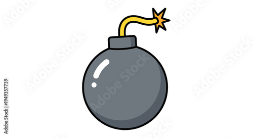 Cartoon bomb with lit fuse exploding.