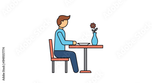 Man sitting at table with laptop.