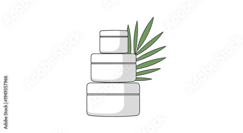 Stack of white cosmetic cream jars.