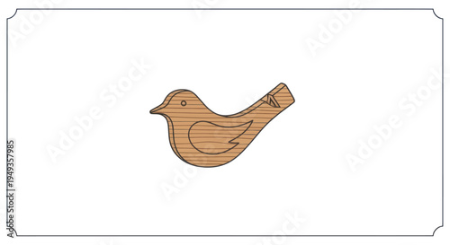 Wooden bird figurine closeup side view.