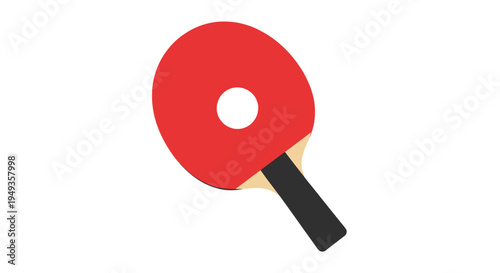 Red ping pong paddle closeup.
