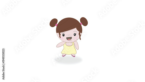 Cute Cartoon Girl Showing Excited Emotion Expression