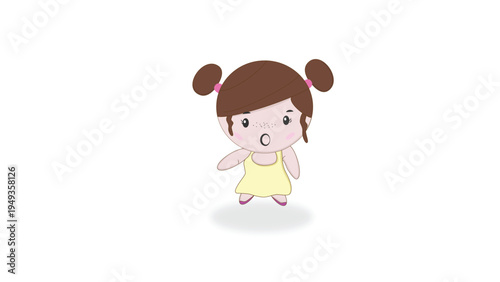 Cute Cartoon Girl Showing Surprised Emotion Expression