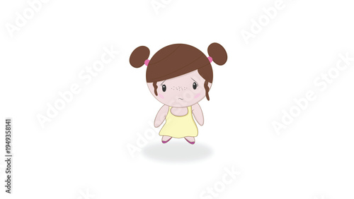 Cute Cartoon Girl Showing Scared Emotion Expression