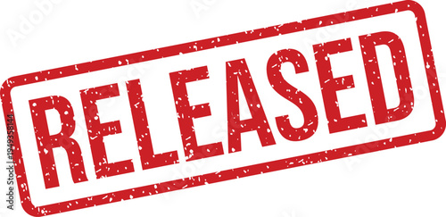 A striking red rubber stamp showing the word RELEASED isolated on a clean white background