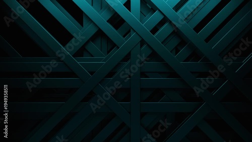 3D animation of intersecting floating stripes. Abstract geometric background.